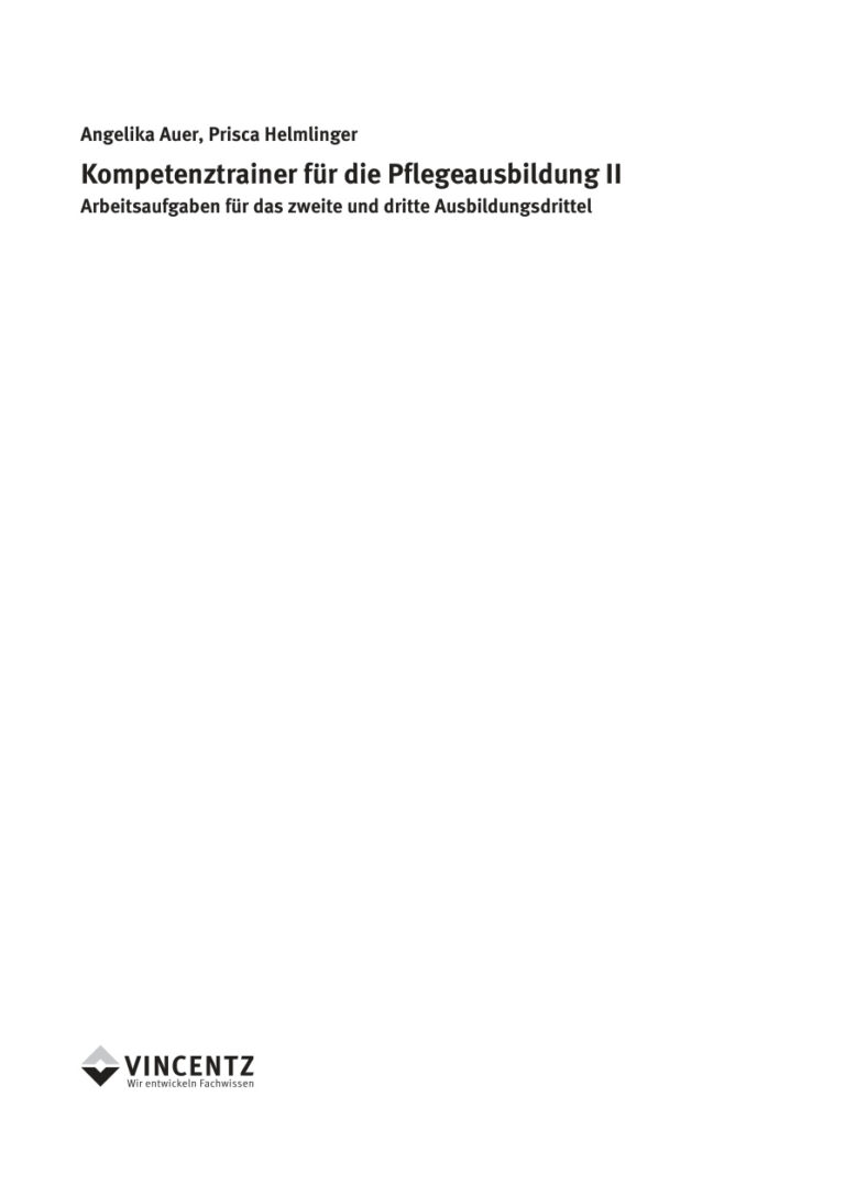 Kompetenztrainer fur die Pflegeausbildung II German Edition Angelika Auer Kitap Kapağı