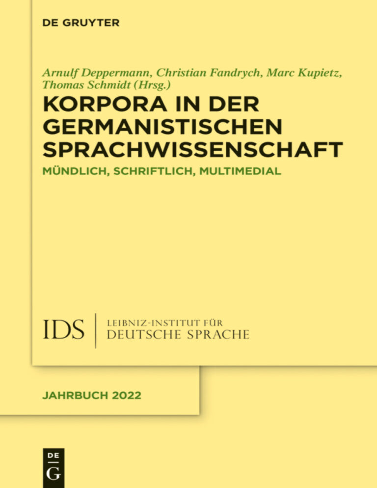 Korpora in der germanistischen Sprachwissenschaft German Edition Arnulf Deppermann Kitap Kapağı