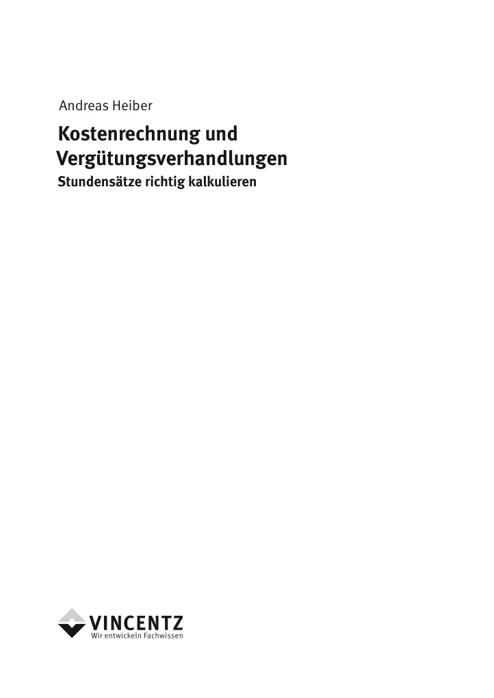 Kostenrechnung und Vergutungsverhandlungen German Edition Andreas Heiber Kitap Kapağı
