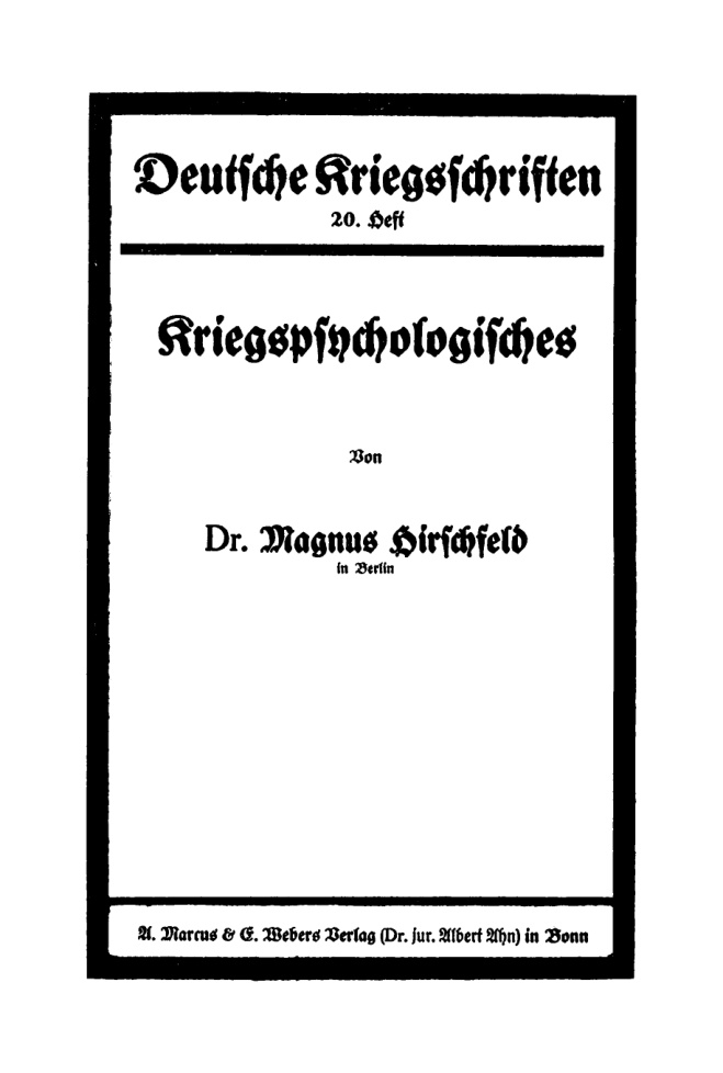 Kriegspsychologisches German Edition Magnus Hirschfeld Kitap Kapağı