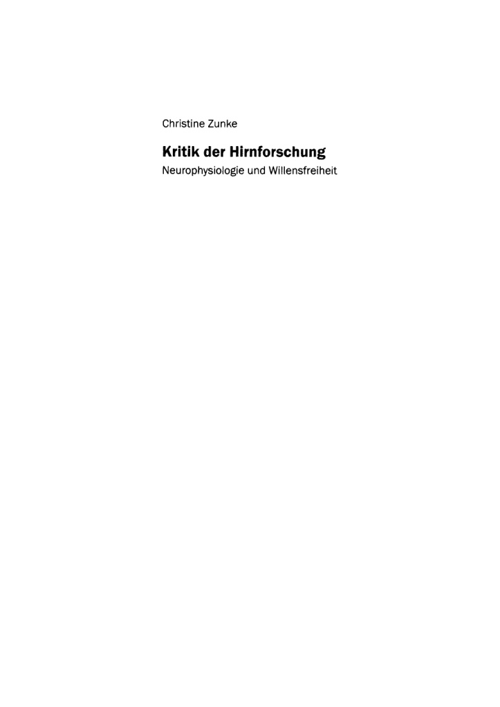 Kritik der Hirnforschung German Edition Christine Zunke Kitap Kapağı