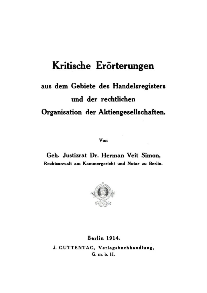Kritische Erorterungen aus dem Gebiete des Handelsregisters und der rechtlichen Organisation der Aktiengesellschaften German Edition Kitap Kapağı