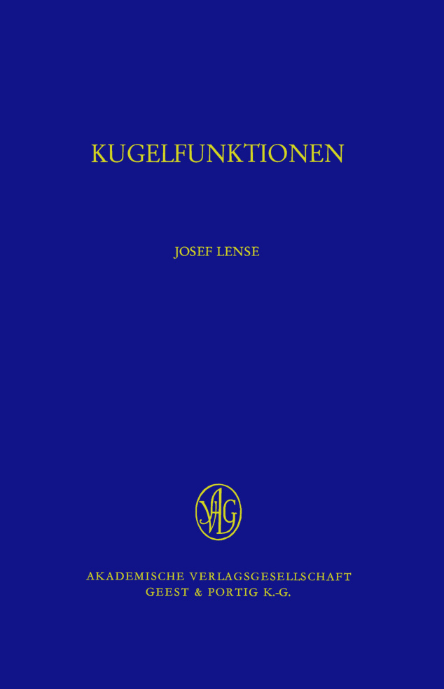 Kugelfunktionen German Edition Josef Lense Kitap Kapağı