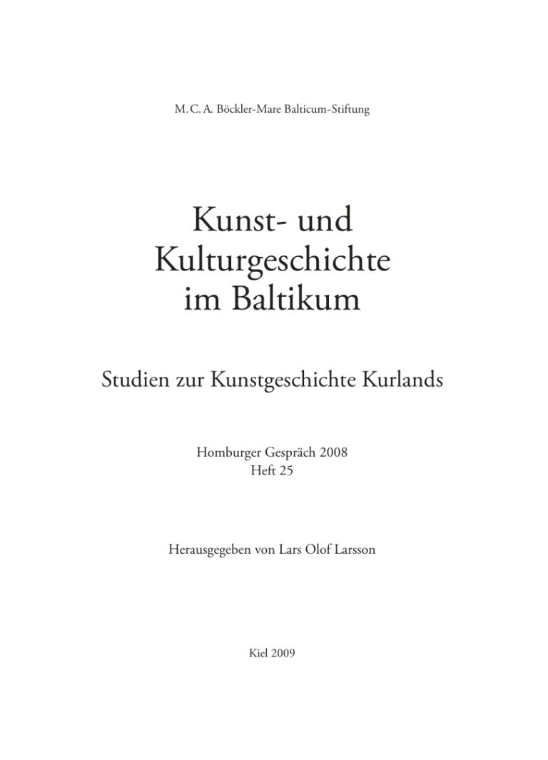 Kunst und Kulturgeschichte im Baltikum German Edition Lars Olof Larsson Kitap Kapağı