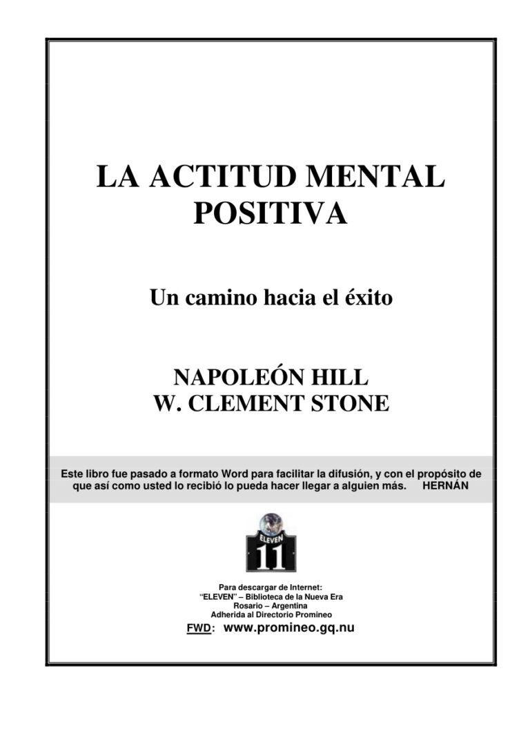 La actitud mental positiva Napoleon hill Kitap Kapağı