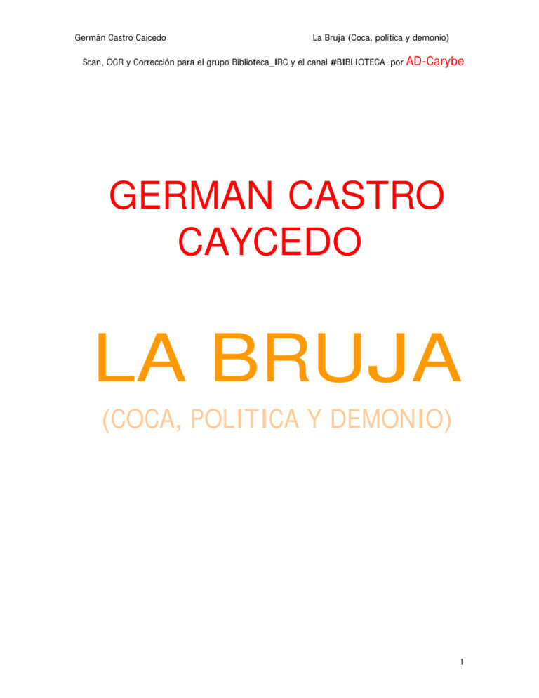La bruja German Edition German castro Caicedo Kitap Kapağı