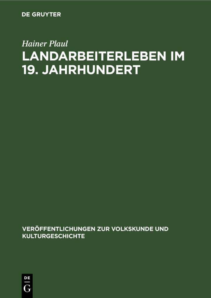 Landarbeiterleben im 19 Jahrhundert German Edition Hainer Plaul Kitap Kapağı