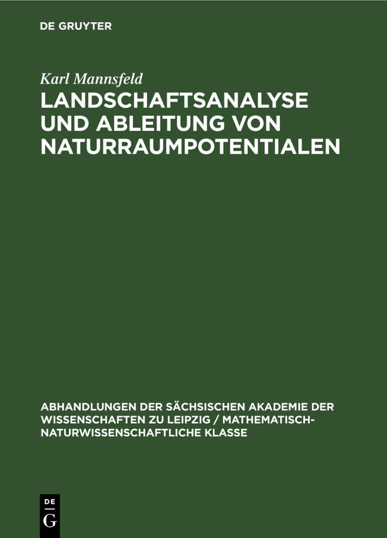 Landschaftsanalyse und Ableitung von Naturraumpotentialen German Edition Karl Mannsfeld Kitap Kapağı