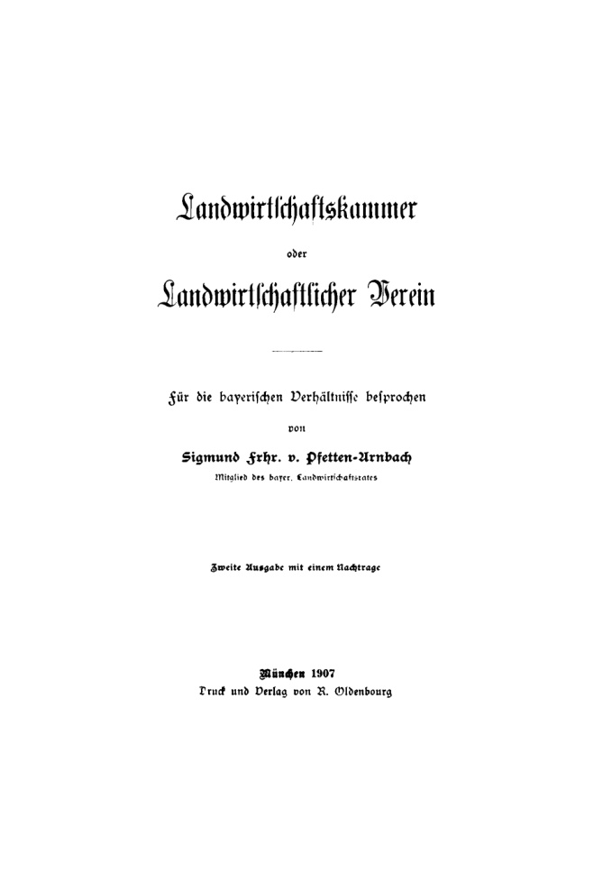 Landwirtschaftskammer oder Landwirtschaftlicher Verein German Edition Sigmund Frhr v Pfetten Arnbach Kitap Kapağı