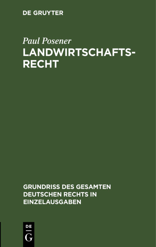 Landwirtschaftsrecht German Edition Paul Posener Kitap Kapağı