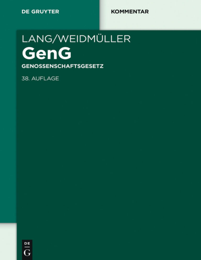 LangWeidmuller Genossenschaftsgesetz German Edition Dirk Lehnhoff Kitap Kapağı