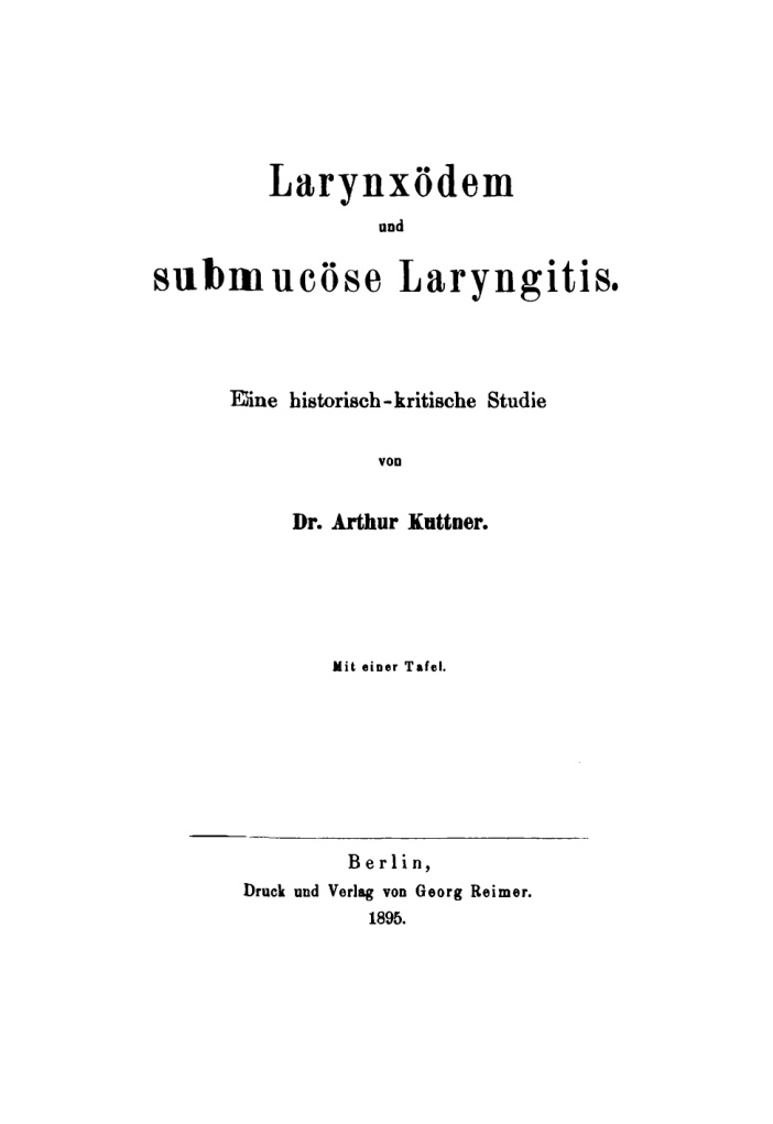 Larynxodem und submucose Laryngitis German Edition Arthur Kuttner Kitap Kapağı