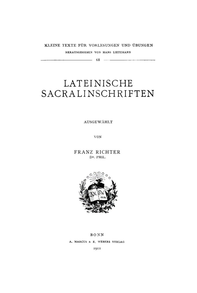 Lateinische Sacralinschriften German Edition Franz Richter Kitap Kapağı