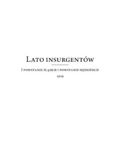 Lato insurgentów I powstanie śląskie i powstanie sejneńskie 1919 Polish Edition Krzysztof Buchowski Kitap Kapağı