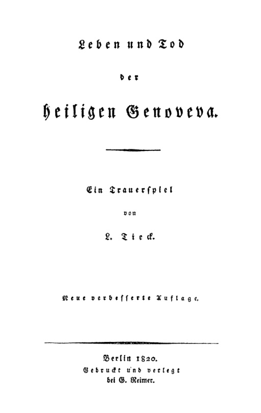 Leben und Tod der heiligen Genoveva German Edition Ludwig Tieck Kitap Kapağı
