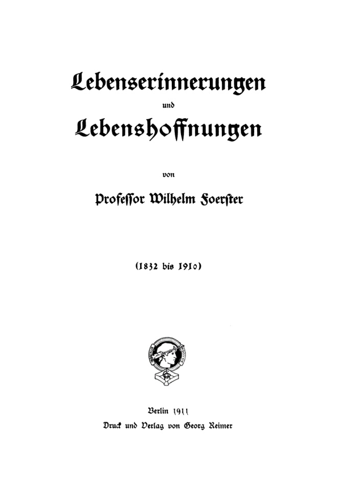 Lebenserinnerungen und Lebenshoffnungen German Edition Wilhelm Foerster Kitap Kapağı
