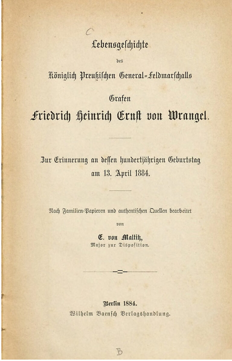 Lebensgeschichte des Koniglich Preussischen General Feldmarschalls Grafen Friedrich Heinrich Ernst von Wrangel German Edition Emi Kitap Kapağı