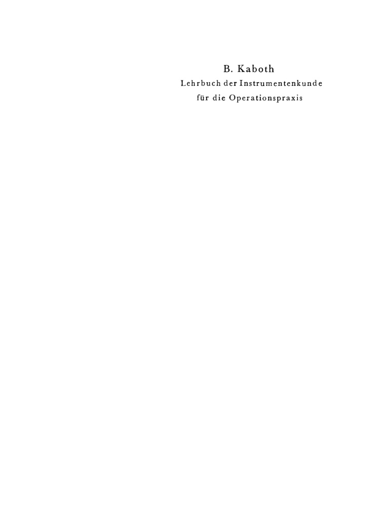 Lehrbuch der Instrumentenkunde fur die Operationspraxis German Edition Berta Kaboth Kitap Kapağı