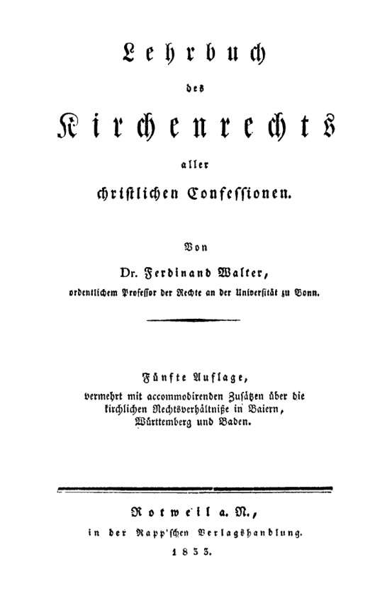 Lehrbuch der Kirchenrechts aller christlichen Confessionen German Edition Ferdinand Walter Kitap Kapağı