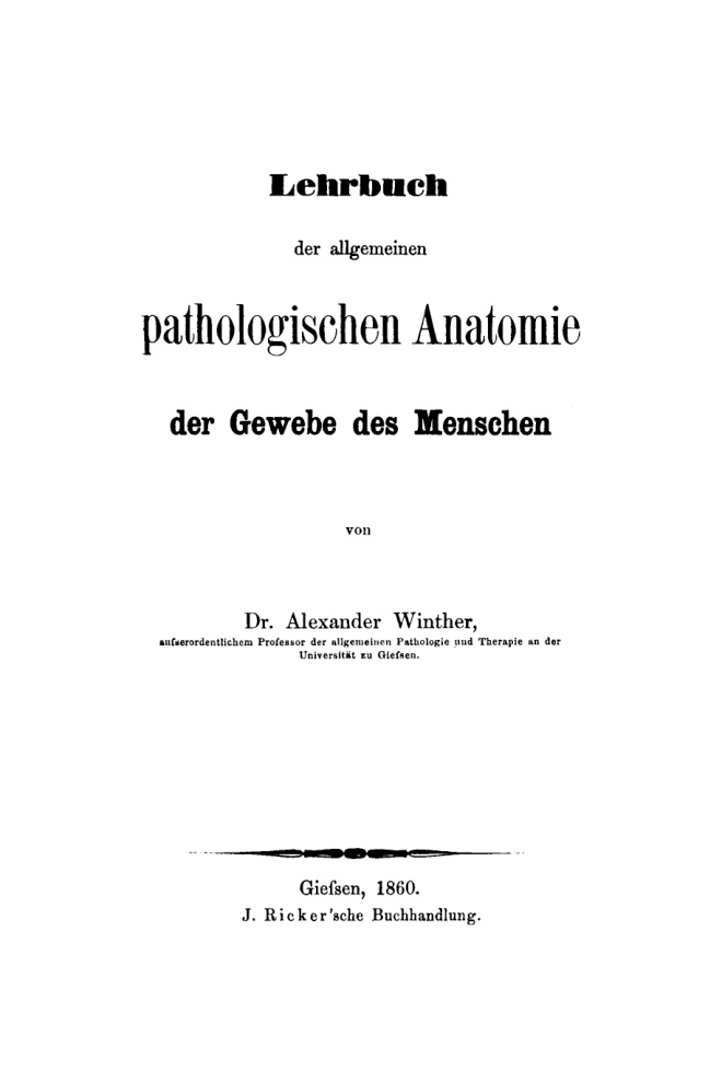 Lehrbuch der allgemeinen pathologischen Anatomie der Gewebe des Menschen German Edition Alexander Winther Kitap Kapağı