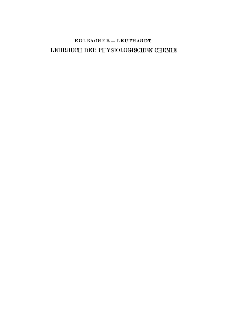 Lehrbuch der physiologischen Chemie German Edition Siegfried Edlbacher Kitap Kapağı
