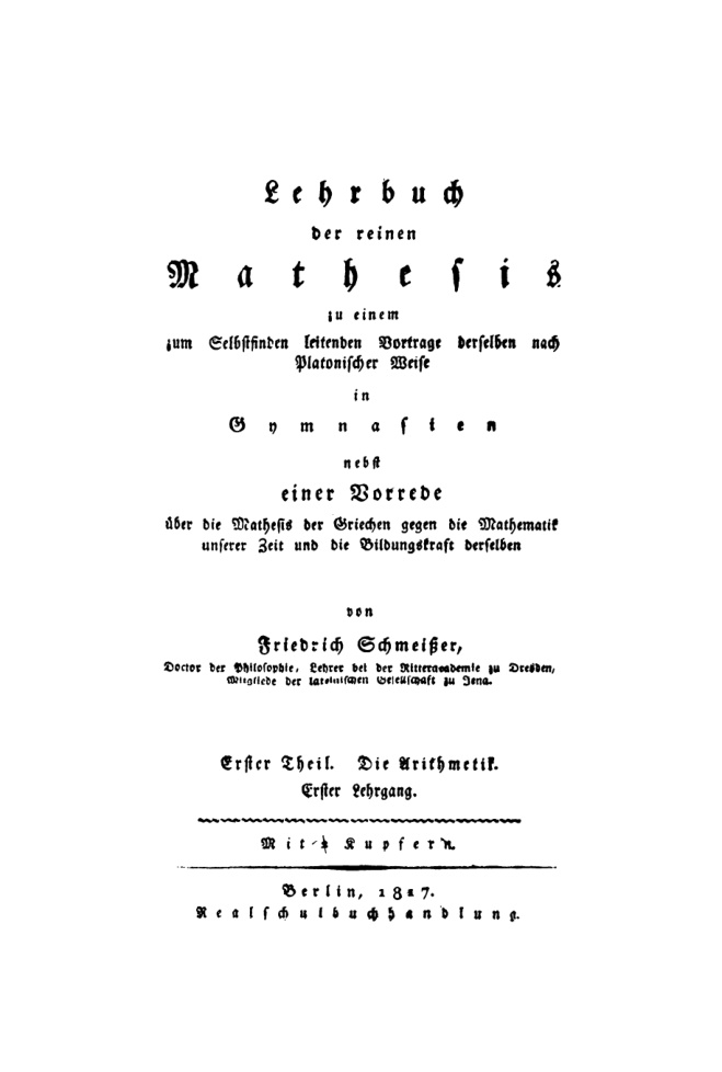 Lehrbuch der reinen Mathesis zu einem zum Selbstfinden leitenden Vortrage derselben nach German Edition Friedrich Schmeisser Kitap Kapağı