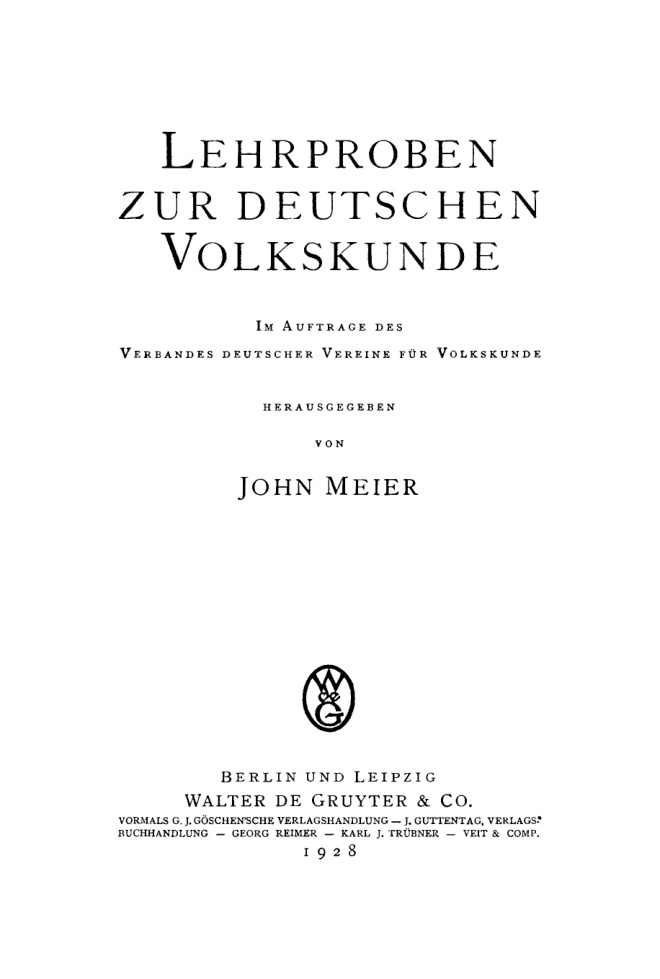 Lehrproben zur deutschen Volkskunde German Edition John Meier Kitap Kapağı