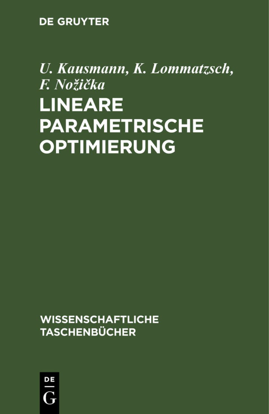 Lineare parametrische Optimierung German Edition U Kausmann Kitap Kapağı