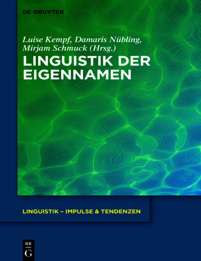 Linguistik der Eigennamen German Edition Luise Kempf Kitap Kapağı