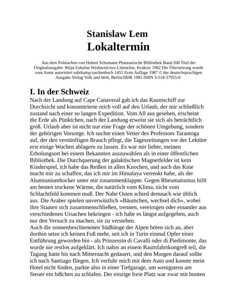 Lokaltermin German Edition Stanislaw Lem Kitap Kapağı