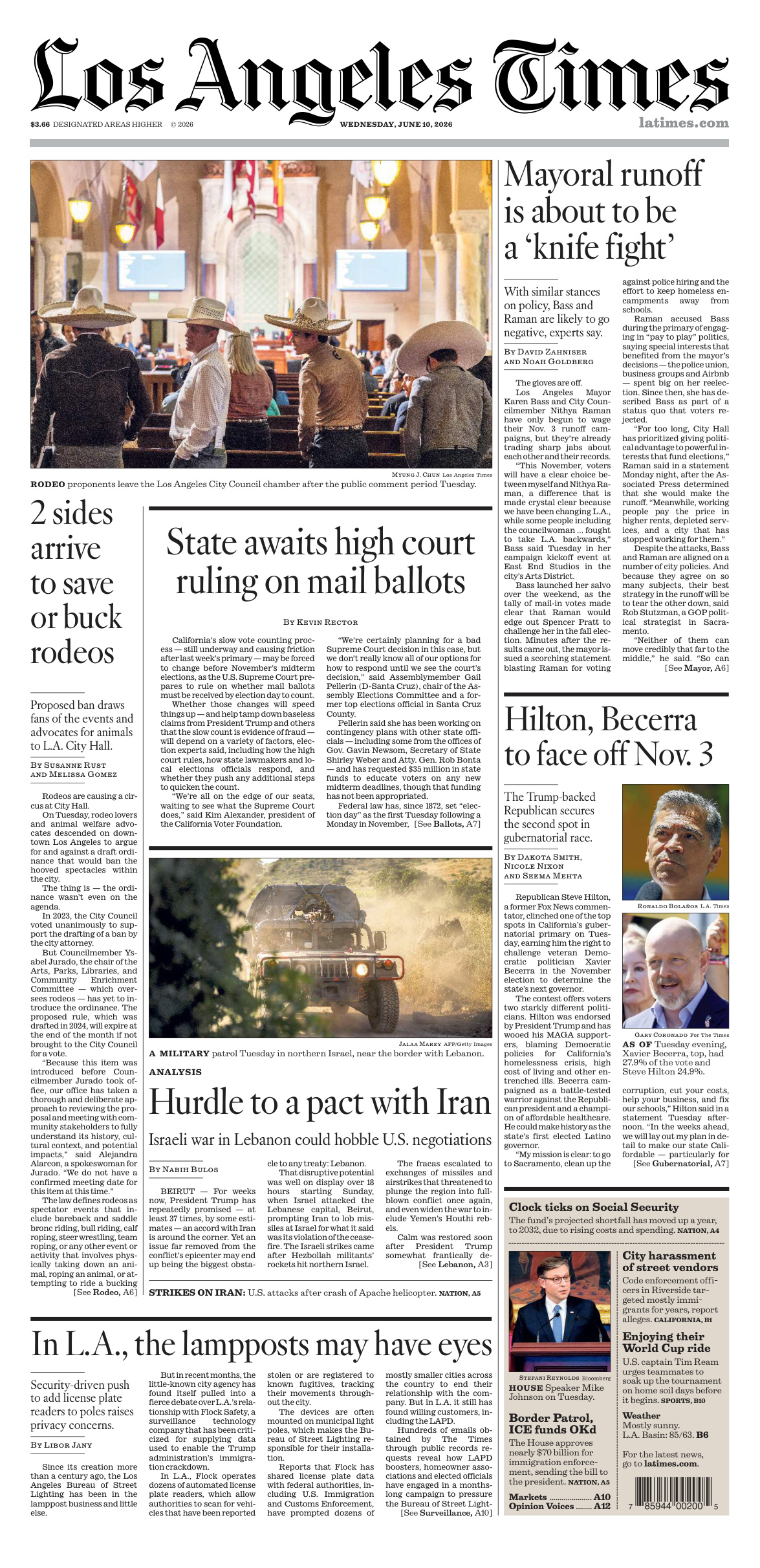 Los Angeles Times June 10 2026 Los Angeles Times Kitap Kapağı