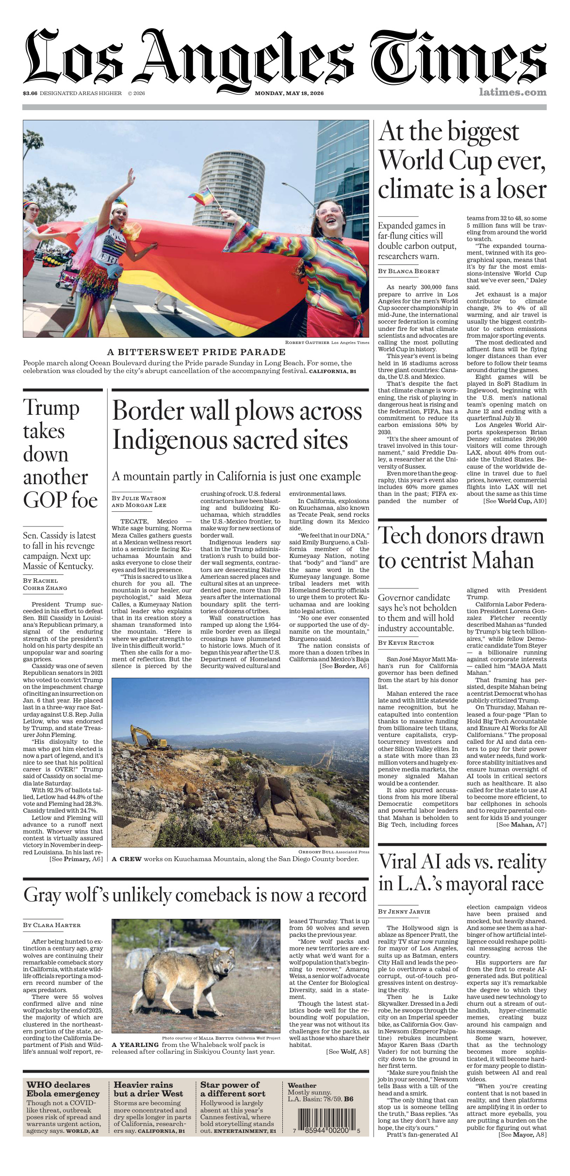 Los Angeles Times May 18 2026 Los Angeles Times Kitap Kapağı