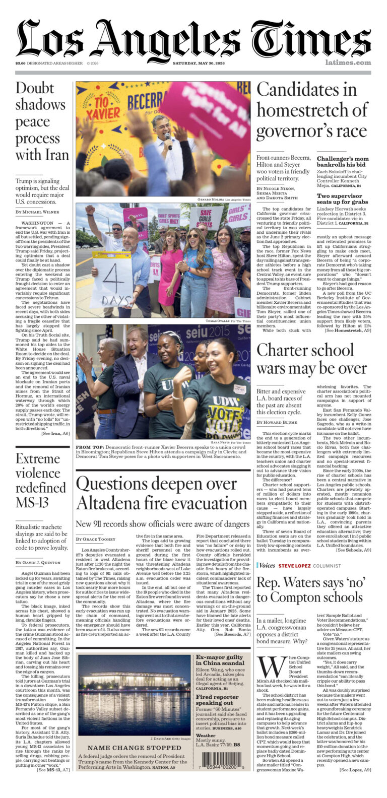 Los Angeles Times May 30 2026 Los Angeles Times Kitap Kapağı