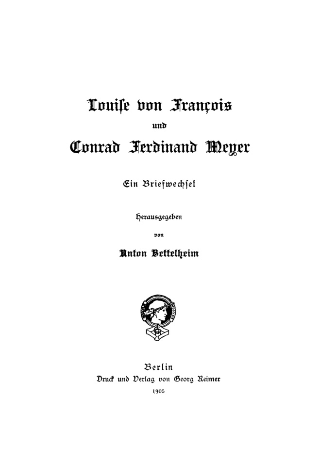 Louise von Francois und Conrad Ferdinand Meyer German Edition Louise Francois Kitap Kapağı