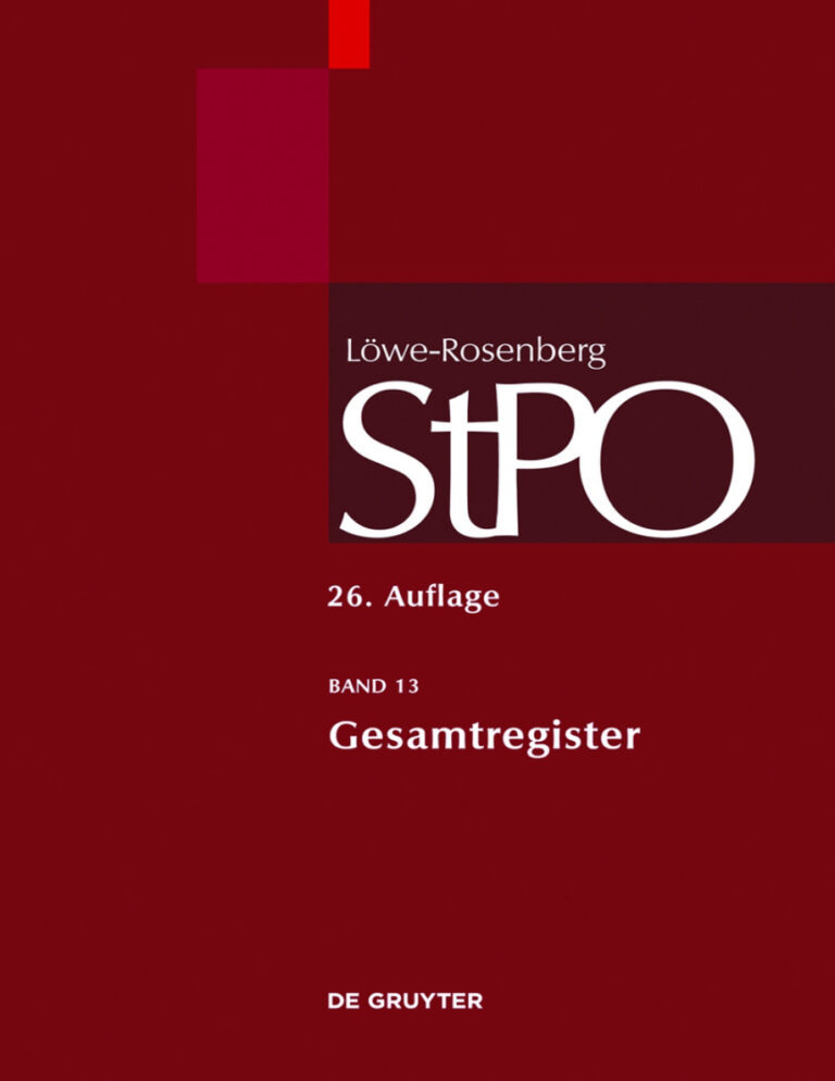 LoweRosenberg Die Strafprozessordnung und das Gerichtsverfassungsgesetz Band 13 Gesamtregister German Edition Thomas Vetter Kitap Kapağı