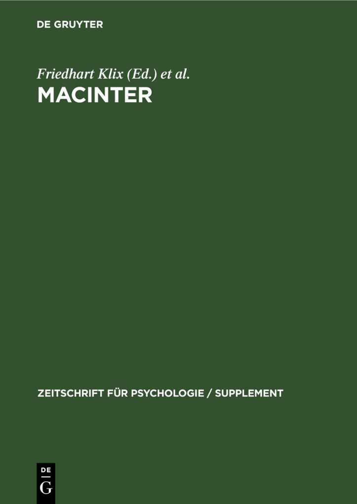 MACINTER German Edition Friedhart Klix Kitap Kapağı