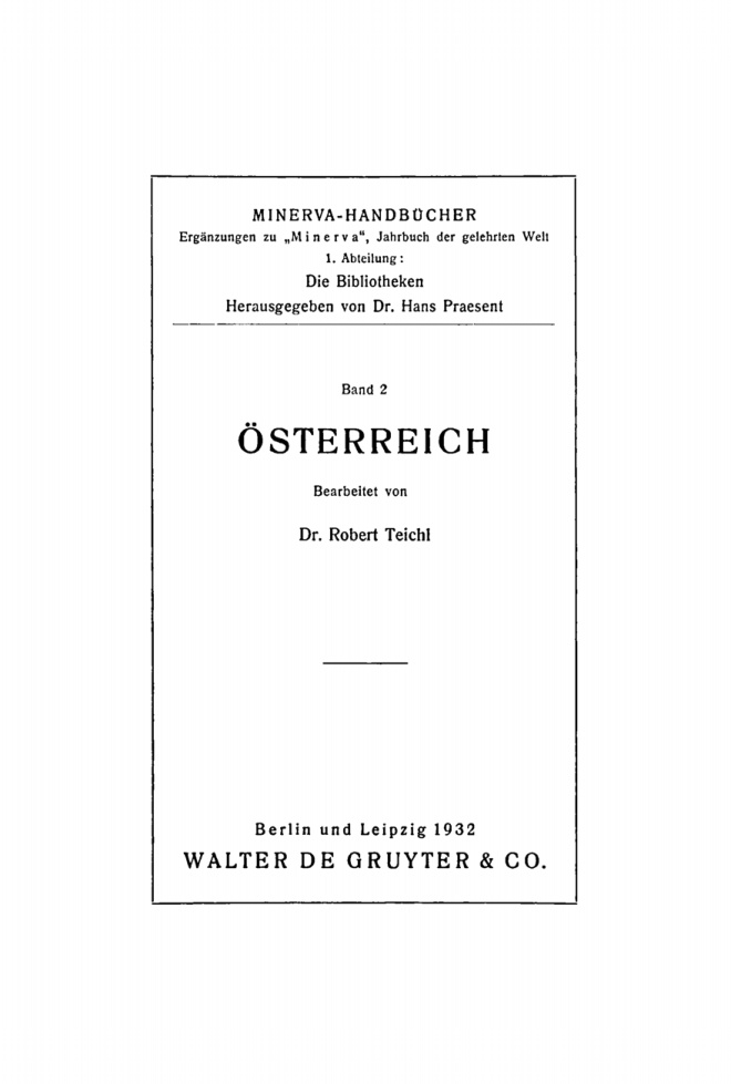 MINERVA, Abt. 1, Band 2: Osterreich PDF Download