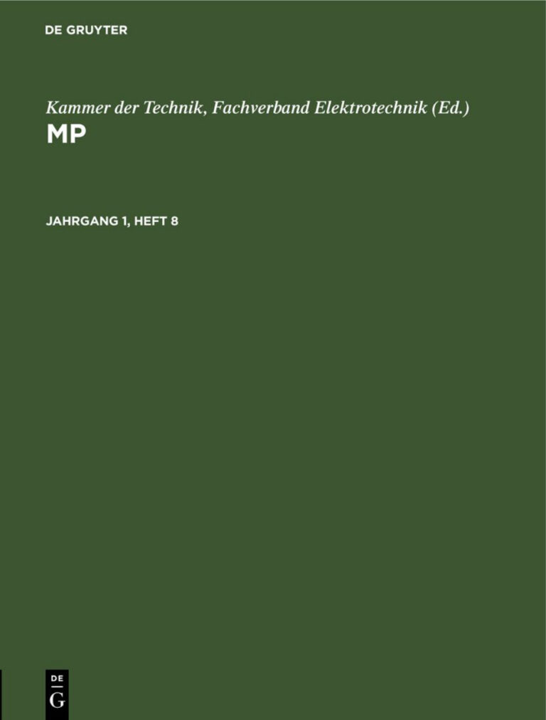 MP Jahrgang 1 Heft 8 German Edition Kammer Der Technik Fachverband Elektrotechnik Kitap Kapağı