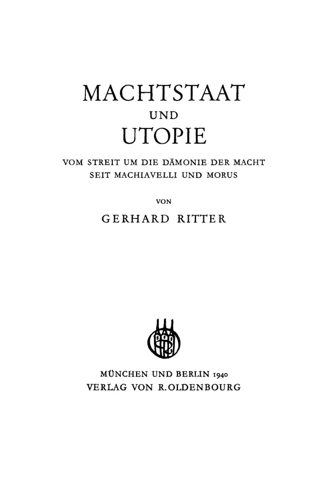 Machtstaat und Utopie German Edition Gerhard Ritter Kitap Kapağı