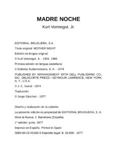 Madre Noche Spanish Edition Vonnegut Kurt Kitap Kapağı