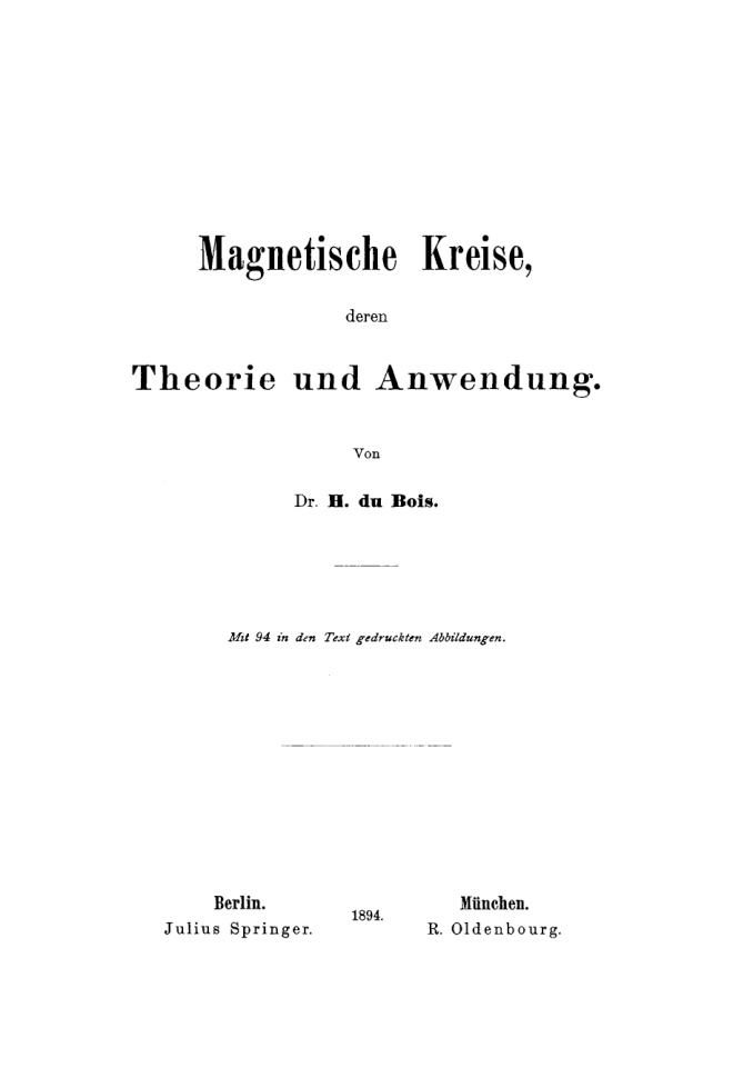 Magnetische Kreise deren Theorie und Anwendung German Edition H du Bois Kitap Kapağı