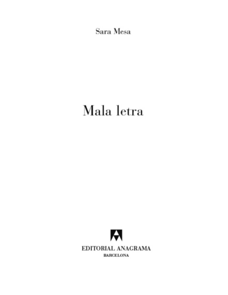 Mala letra Mesa Sara Kitap Kapağı