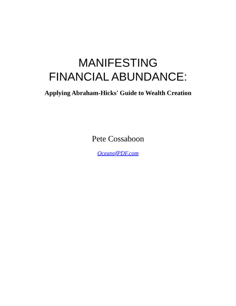 Manifesting Financial Abundance Pete Cossaboon Kitap Kapağı