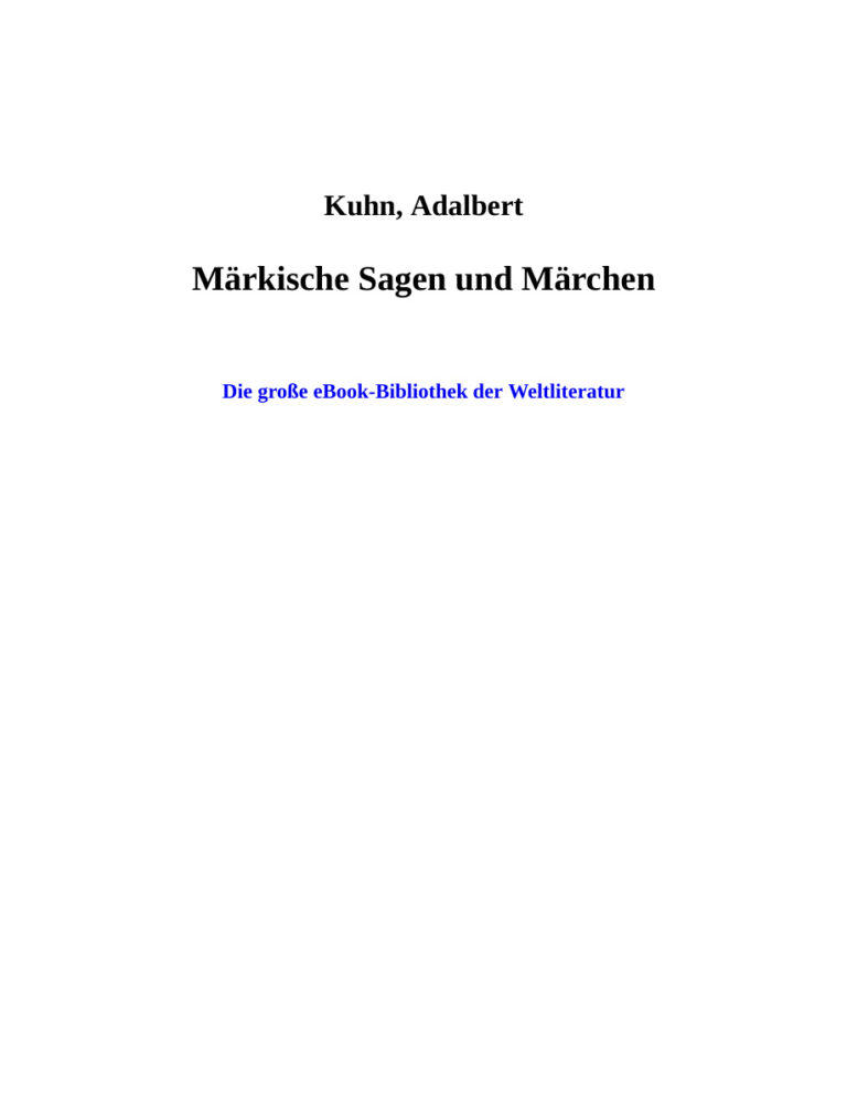 Markische Sagenund Marchen German Edition Kuhn Adalbert Kitap Kapağı