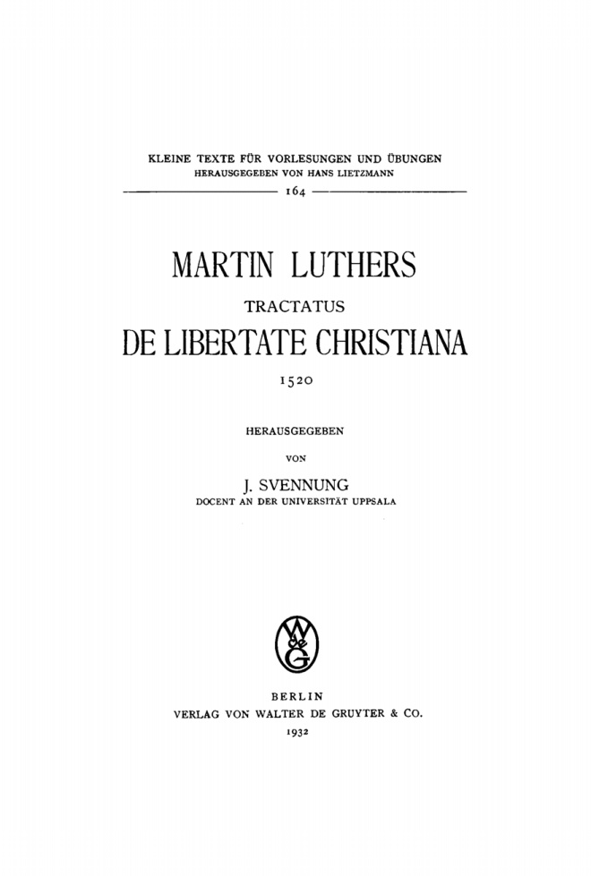 Martin Luthers Tractatus de Libertate Christiana 1520 German Edition Martin Luther Kitap Kapağı
