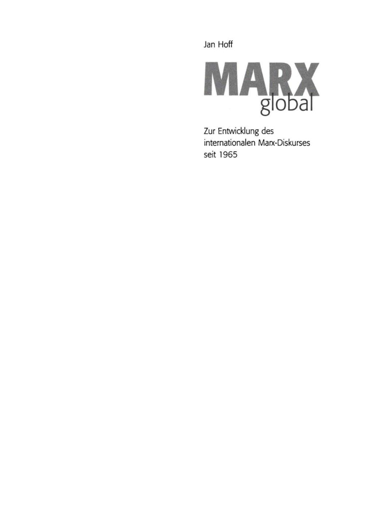 Marx global German Edition Jan Hoff Kitap Kapağı