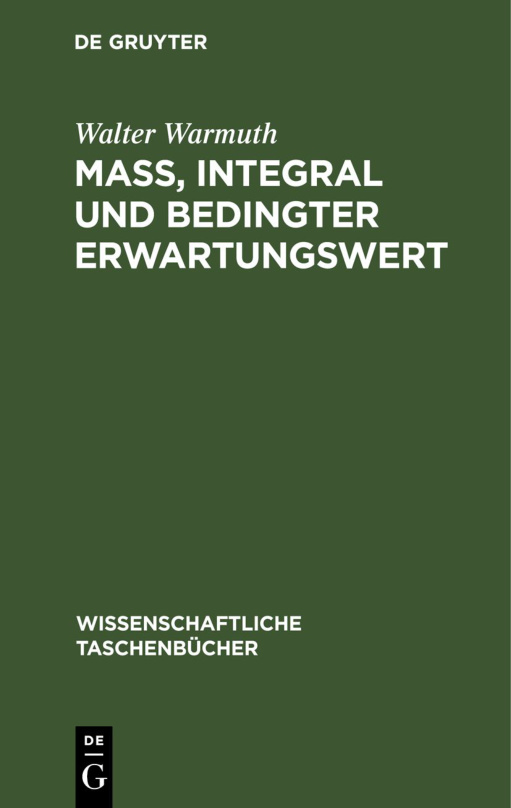 Mass Integral und bedingter Erwartungswert German Edition Joachim Bellach Kitap Kapağı