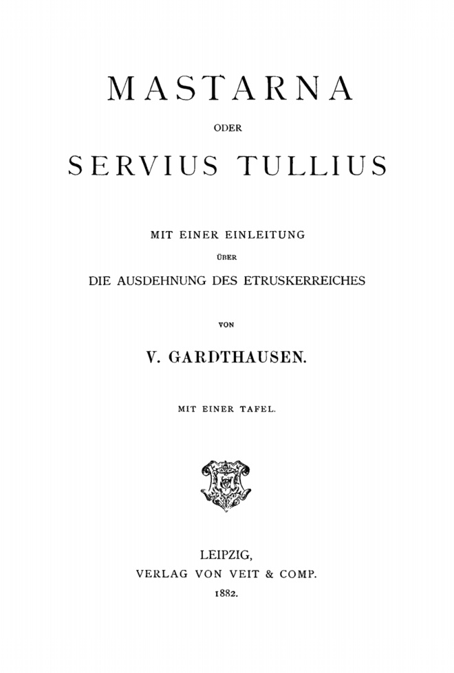 Mastarna oder Servius Tullius German Edition V Gardthausen Kitap Kapağı