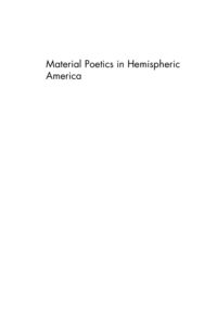 Material Poetics in Hemispheric America Spanish Edition Rebecca Kosick Kitap Kapağı
