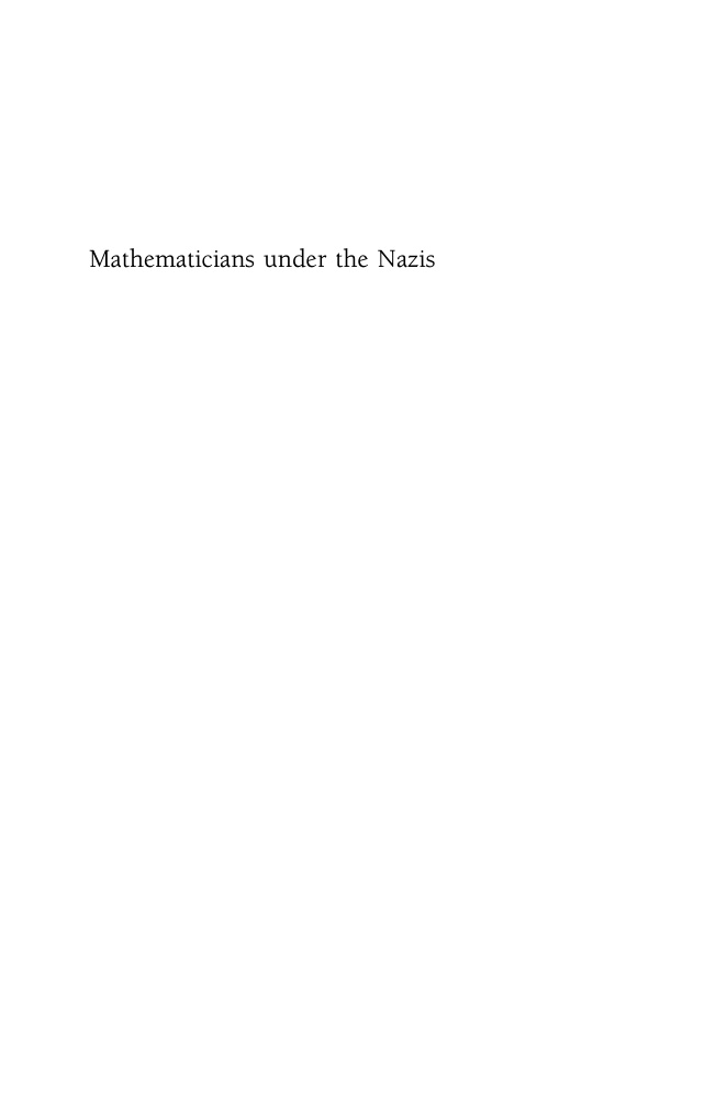 Mathematicians under the Nazis German Edition Sanford L Segal Kitap Kapağı